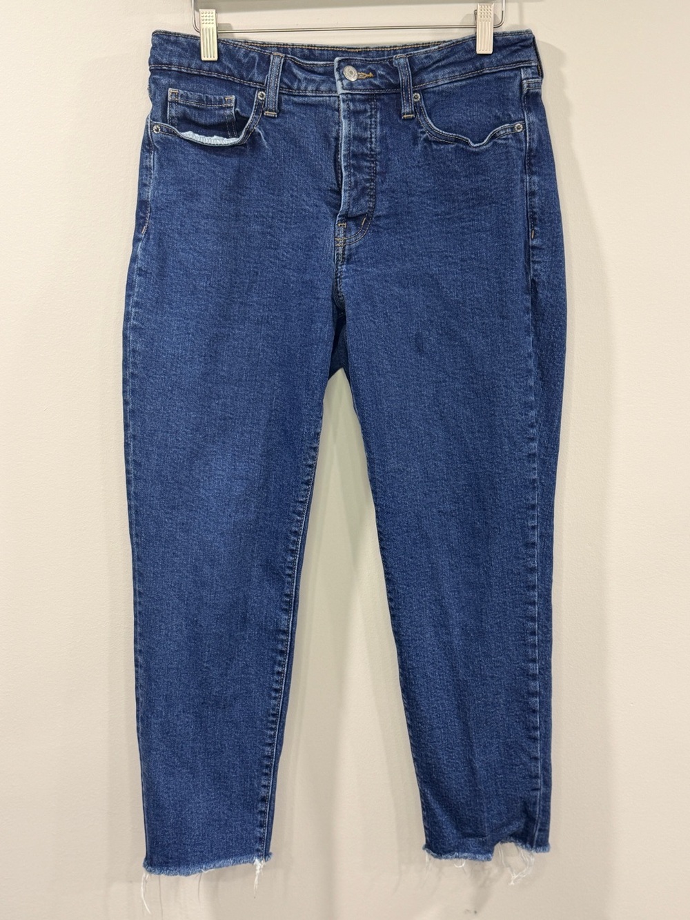 Old Navy Womens Dark Blue High-Rise Cropped O.G. Straight Jeans Size 10